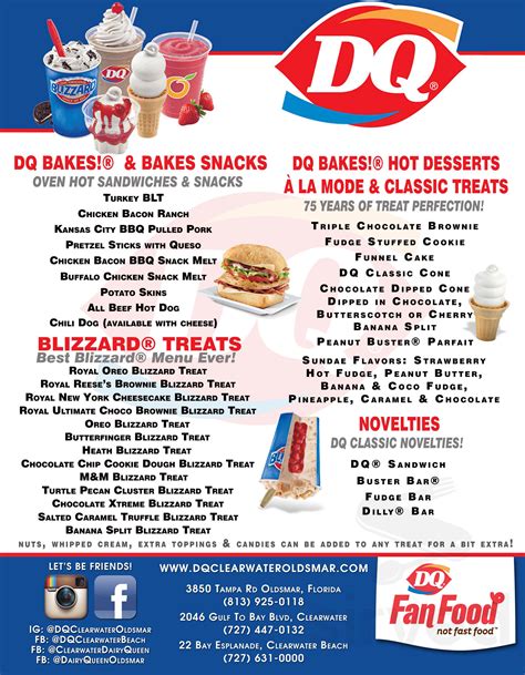 Menu de dairy queen - Join DQ® Rewards and get the most out of your Dairy Queen® experience. Download the app, earn points on every order, and redeem them for free treats and discounts. Plus, get a special surprise on your birthday and enjoy weekly deals and coupons. Don't miss this sweet opportunity to save and savor.